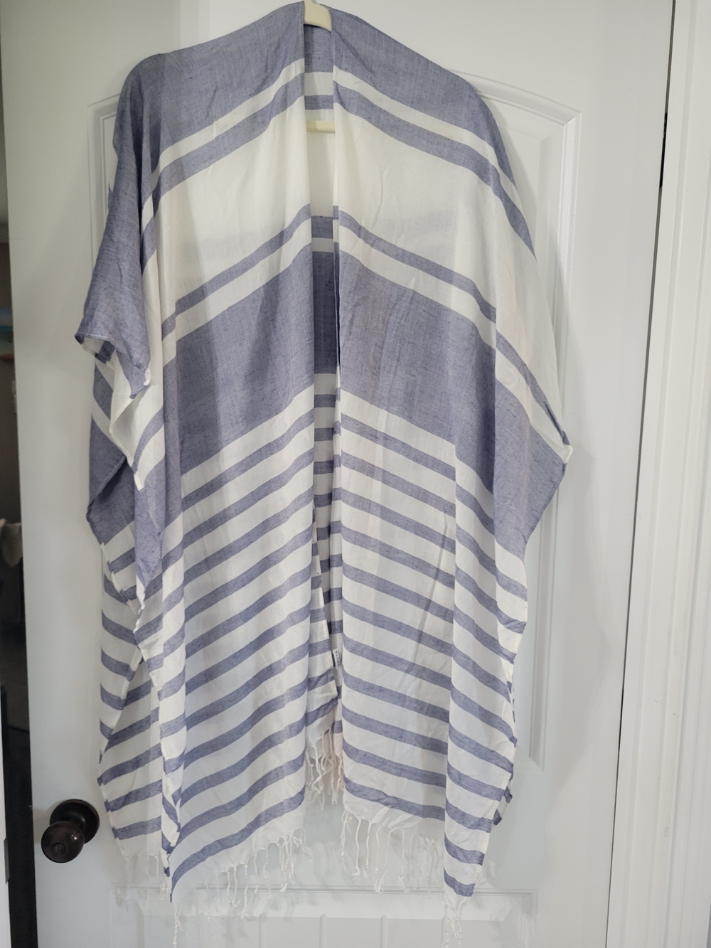 Isaac Mizrahi Blue and White Striped Poncho NWT